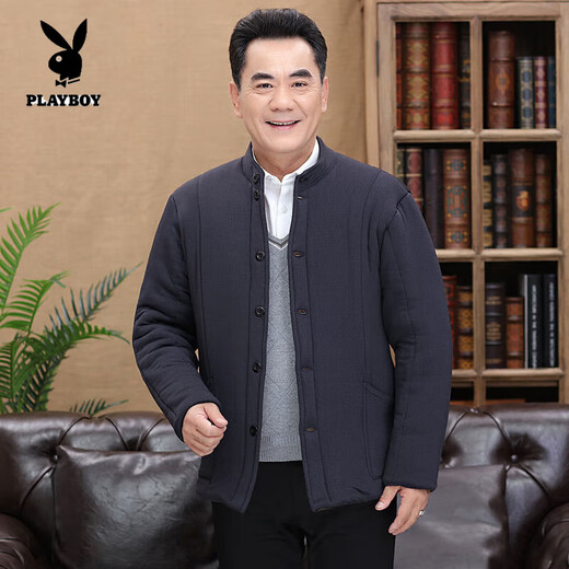 Playboy (PLAYBOY) middle-aged camel velvet cotton-padded jacket and trousers suit for winter. Thick velvet and loose version with super soft elastic top and trousers. Official flagship black single piece XL 125