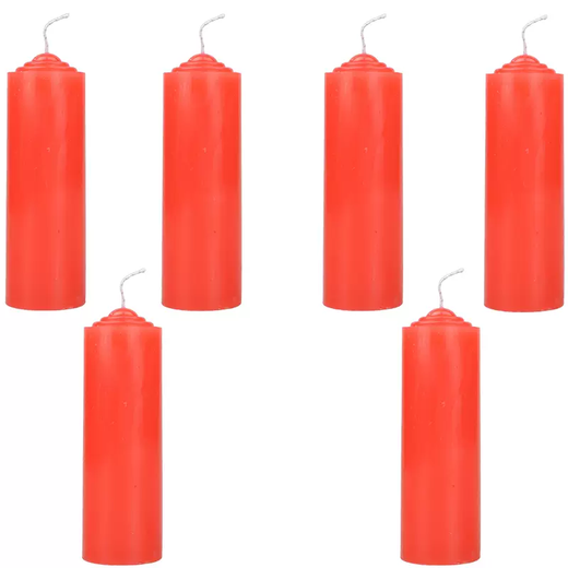 Yusenyi tasteless smoke-free holiday candle for blackout lighting for Buddha yellow thick cylinder burning red and white long-lasting flame-resistant family 6 red diameter 4.2 long 13cm