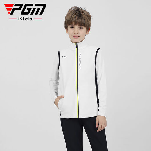 Zailu PGM children's golf clothing vest spring and summer windproof vest youth jacket light-heated clothing for boys and girls YF509-white light-heated vest with pockets inside and outside 130 130cm