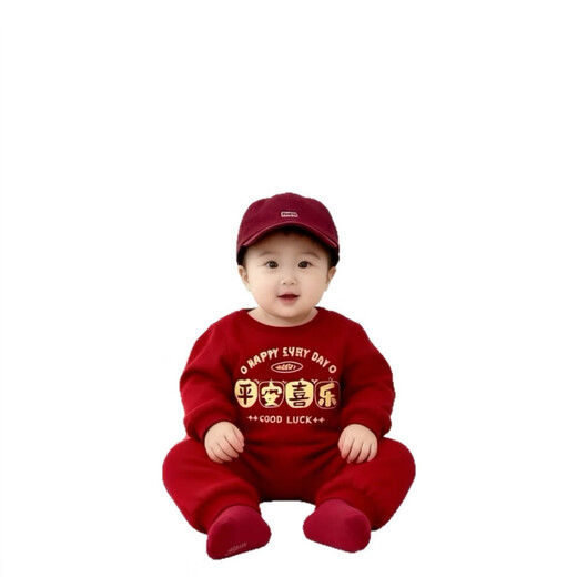Disney (Disney) New Year Parent-child Outfits Peaceful and Happy Autumn and Winter New Style Family of Three and Four 2026 Red Family Outfit Customized Sweaters Red W22 Single Piece Plus Velvet 120 Recommended 35-40 Jin Jin is equal to 0.5 kg