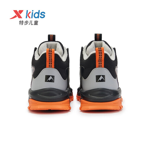 XTEP Children's Shoes Lingfeng 1.0 Dad Style Plus Velvet Winter Children's Rubber Windproof Warm Cotton Shoes Black/Aoki Gray 32
