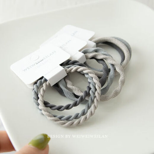 High elastic hair headband, gradient gray style, 3 thick, high elastic hair ties, rubber bands for hair, versatile hair ties, black and gray duck intestine style hair ties - 5 pieces in random colors