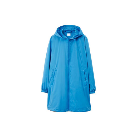 BURBERRY solid color hooded zipper mid-length long-sleeved windbreaker for men sky blue XS