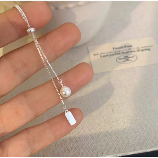 Chow Tai Sang s925 sterling silver pearl necklace for women 2025 new style light luxury niche clavicle chain best friend birthday gift