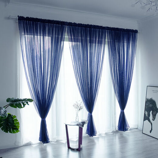 Befulang Nordic simple light-transmitting curtain gauze solid color finished gauze curtain Japanese style bedroom bay window balcony living room gauze customized piece white 1.5 meters wide * 2.7 meters high (Velcro)