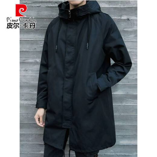 Pierre Cardin (pierre cardin) military windbreaker men's mid-length coat autumn and winter 2026 new style jacket jacket loose cotton hooded coat military green cotton M 110-125Jin Jin equals about 0.5 kg