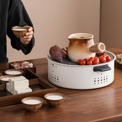 Roasted milk teapot, roasted teapot, stove-cooked tea pot, pot side handle set with lid, large capacity tea cup, gradient stripe-milk pot pot-large size 1100ml