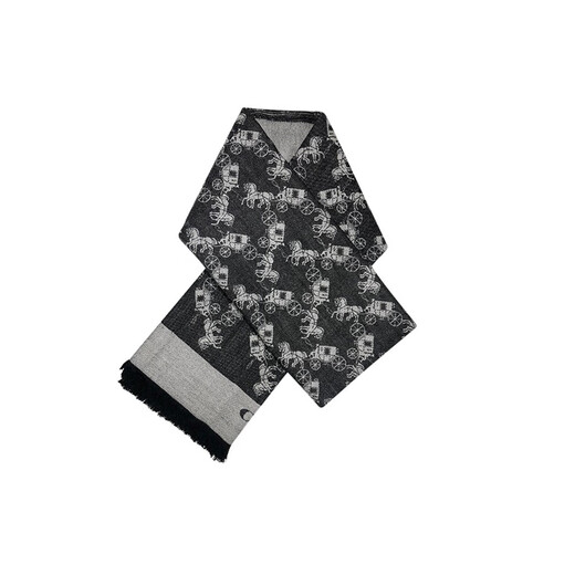 COACH Scarf Carriage Logo Large Velvet Scarf Women's Gray Black Default Packaging