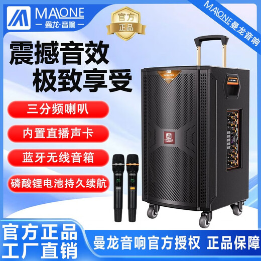 Manlong's new K-715 audio outdoor K-song live broadcast singing high-power square dance lever three-way speaker K-715 audio 15 inches + dual microphones + gift bag