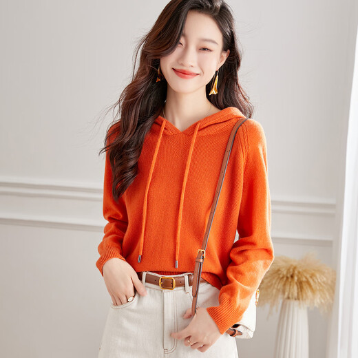 Shexi (Srcr) pure wool sweater autumn and winter all wool hooded sweater 100% wool urban casual sweater sweater