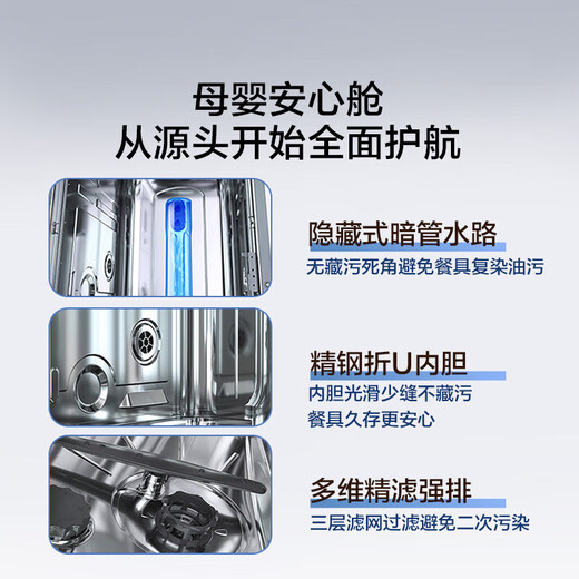 Haier embedded ultra-thin 450mm slim waist X11 double-sided dishwasher 14 sets of large-capacity EYBW143286SHU1 inverter motor first-class water efficiency Haier ultra-thin double-sided dishwasher X11