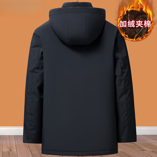 Hengyuanxiang dad winter coat outer suit middle-aged velvet thickened cotton coat men's middle-aged and elderly 50-year-old 60-year-old grandfather set (plus velvet) gray + pants L 175/88A suitable for 95-115 Jin Jin equals 0.5 kg