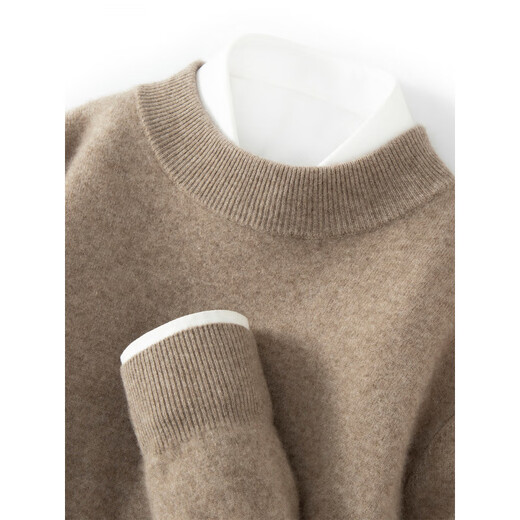 Ordos city's new autumn and winter cashmere sweater men's half turtleneck sweater loose large size sweater base raw velvet purple 2XL