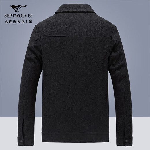 Septwolves Jacket Men's Autumn Lapel Solid Color Wool Jacket Business Casual Wool Warm Easy-Care Commuting Top