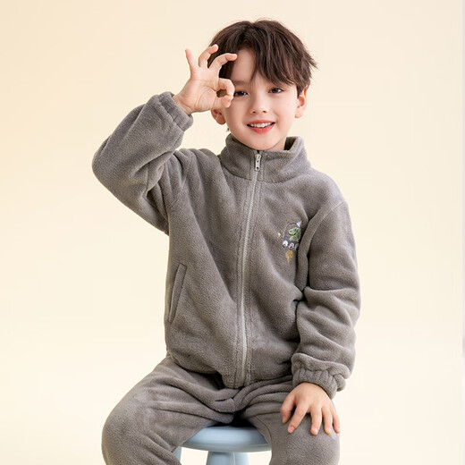 芬腾儿童睡衣防静电双面暖绒25年秋冬新款长袖男童家居服套装