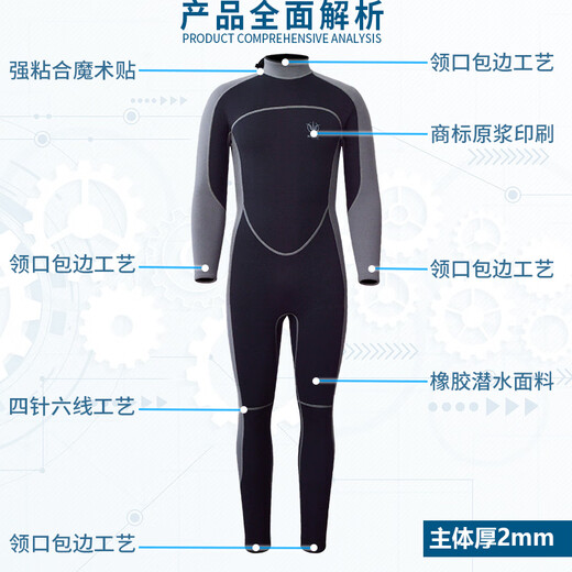 KLeYOU Men's and Women's Wetsuit Winter Swimming 1.5MM Wet Suit Swimsuit Long Sleeve Long Pants Sun Protection Jellyfish Suit Cold Warm Diving Gray - Men's (1.5mm thick + 5CR polybutadiene rubber) XL