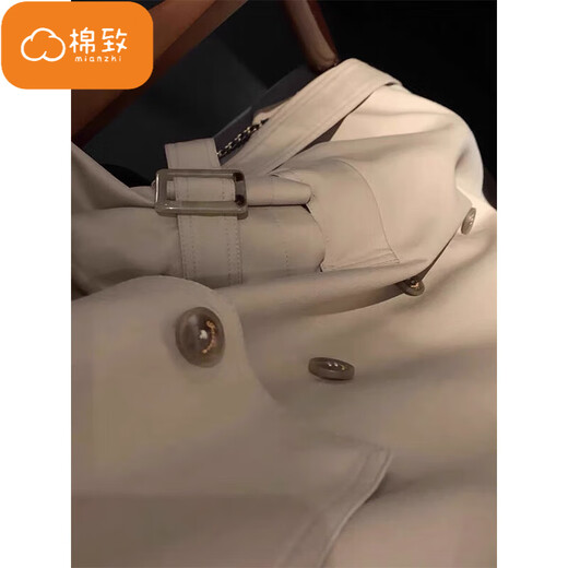 Cotton Korean style British style mid-length windbreaker jacket for women in autumn and winter new high-end loose temperament casual top X500 Khaki high quality L 105-120Jin Jin is equal to 0.5 kg