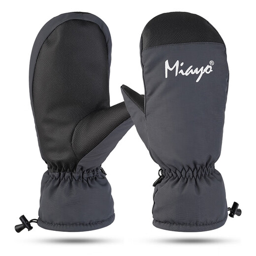 Men's and women's winter gloves for winter snowboarding, warm, wear-resistant, riding, non-slip, wind-proof, waterproof, and finger-stuffy, men's and finger-black