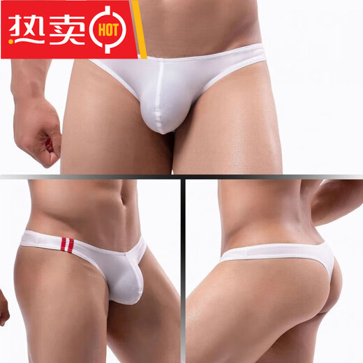 TKAH men's sexy thong breathable back empty buttocks revealing underwear pure cotton low waist tight double butt GAY 0 black (w s) L male