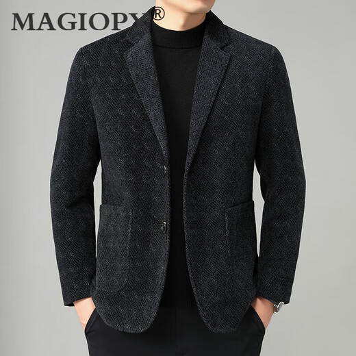 MAGIOPY luxury high-end brand men's wear removable down liner men's suit winter wear new middle-aged business casual suit black 2XL 185