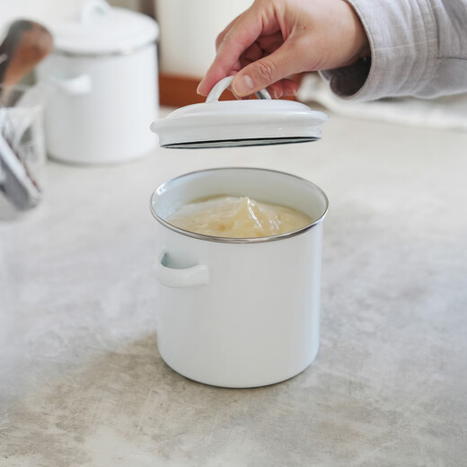 Frost Mountain enamel lard jar double-eared tea bag storage nut biscuit barrel enamel pickle jar storage jar with lid 1.2L can be put into the oven