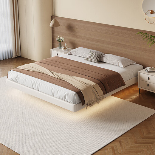 Eurasian Royal Nest without bedside storage bed 2025 new suspended master bed high-end atmosphere 1.8 meters double bed single bed 1.5*2m luxury version丨with light structure 10CM steel wood rib frame