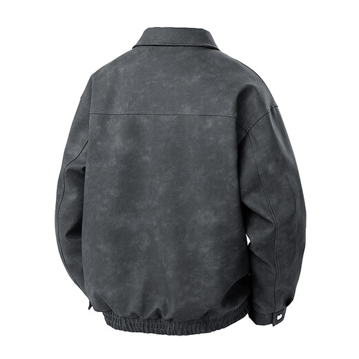 Playboy (PLAYBOY) leather jacket men's autumn and winter American retro handsome high-end lapel casual versatile leather jacket for men PY2516 dark gray L recommended 110-125 Jin Jin equals 0.5 kg