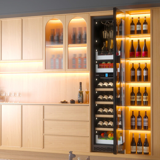 Kelati red wine cabinet constant temperature wine cabinet home 2 meters high large capacity can be embedded in the living room glass door frost-free wine cabinet villa wine cabinet tea preservation cabinet beer and wine display cabinet 2 meters high single temperature red wine single layer full 270L