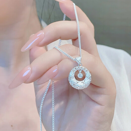 Love 999 sterling silver necklace women's blessing word peace buckle Ruyi pendant fashion jewelry birthday gift for girlfriend and wife