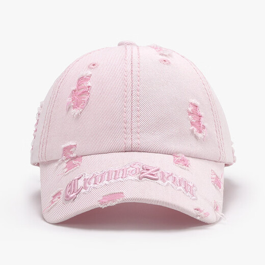 WAYKEA spring color-blocked hole letter embroidery men's large head circumference personalized fashion baseball cap women's outdoor curved brim 24A124 pink adjustable