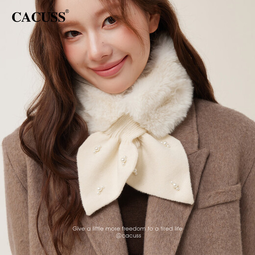 CACUSS scarf women's autumn and winter fashion plush small scarf cross cold protection neck warm neck sleeve fur collar
