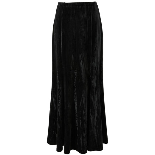Sancai 2025 winter new velvet skirt elastic waist A-line skirt long skirt elegant temperament M