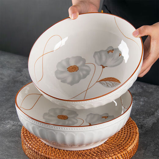 Kitchen household 9-inch soup basin for boiled fish, large bowl for pickled fish, ceramic large soup bowl, new tableware set, Suijinghao 9-inch soup bowl, 1-piece set