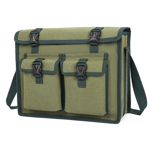 Pick-up cat canvas tool bag, thickened and wear-resistant, maintenance electrician bag, multi-functional storage bag, hardware labor protection construction site large bag, medium bag, non-fading A style double pocket large size length 45 width 14 height 35 for one day use 1