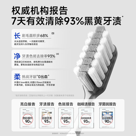 Yang Elf long and wide head toothbrush double speed net remove yellowing and blackening deep cleaning high-end men's special stain removal toothbrush double pack