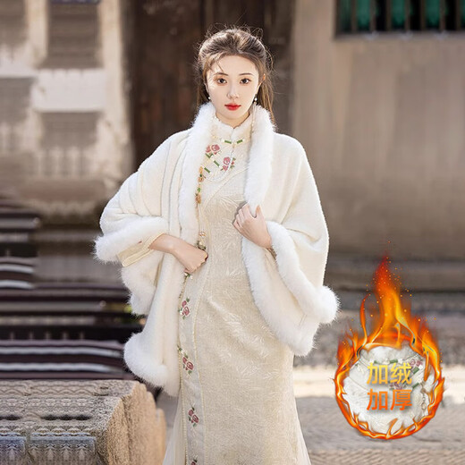 New Chinese style improved cheongsam autumn and winter velvet style young style elegant embroidered national style long-sleeved dress off-white velvet XL (115-125Jin Jin equals 0.5kg)