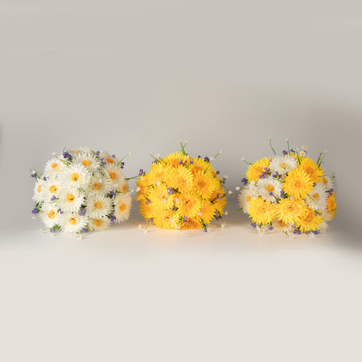 Jingga grave-sweeping fake flowers, Qingming flowers, simulated flowers, tombstones, chrysanthemum baskets, grave-going sacrificial supplies, 18-head flat chrysanthemum combination, 10-head silk chrysanthemum, flat chrysanthemum combination, hand bouquet + flower basket, yellow and white