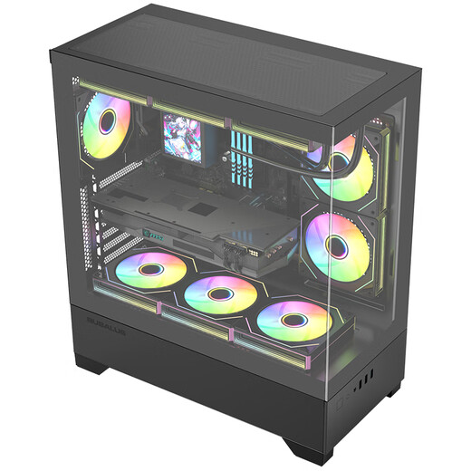 大水牛（BUBALUS）玄之境黑色 无立柱海景房电脑主机箱（支持ATX主板/360水冷位/钢化玻璃/长显卡/垂直风道）