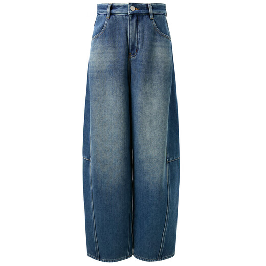 Three-color plus velvet 2025 winter new scimitar jeans casual loose trousers simple M haze blue L 165/72A