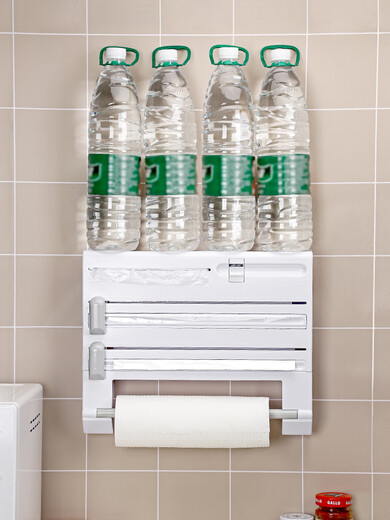 Xiaquxing cling film cutter refrigerator storage rack kitchen wall-mounted universal tear-free tinfoil cutting box storage artifact gray multi-functional model 0-30cm