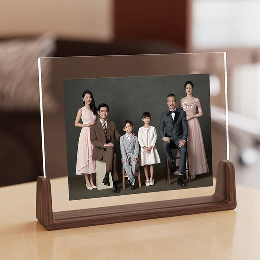 Fantasy Photo Frame Customized Photo Stage for Family Portraits, Washed Wedding Photos, Made into Picture Frames, Walnut Wood - Vertical Version - Leave Border 6 inches