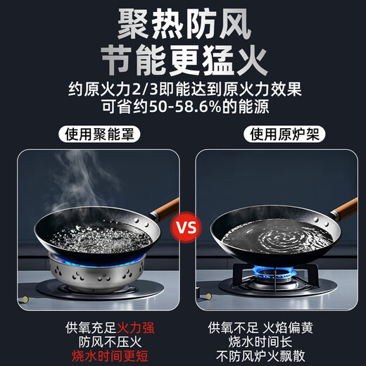 Extra thick stainless steel double-layer energy-concentrating windproof cover for household gas stoves energy-saving fire ring gas stove bracket accessories Extra-thick stainless steel double-layer energy-saving cover safety + windproof + gas saving