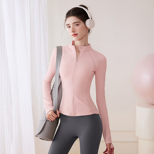 LULULMCCTN long-sleeved yoga tops with chest pads for women, autumn new fitness sports Pilates professional training set, milky white jacket XL