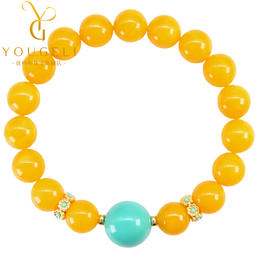 Yogurt Natural Beeswax Bracelet Round Single Circle Bracelet Temperament Turquoise Jewelry Ancient Style Elegant Women's Bracelet Beads 10mm