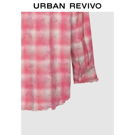 UR2025 new winter women's fashion trendy contrasting plaid raw edge cardigan shirt UYV250066