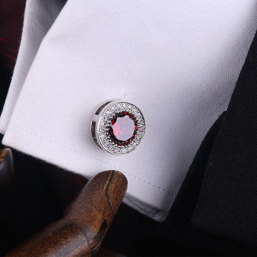 Hunting gift box red crystal French cufflinks, men's cufflinks, shirt buttons, cuff buttons, men's and women's style, burgundy crystal_encrusted cufflinks