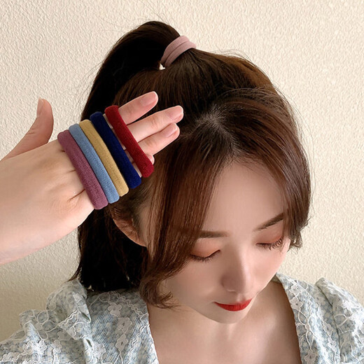 New canned high ponytail headband hair tie for girls, high elasticity and durable rubber band leather headband, 1 can of 20 pieces, Morandi color