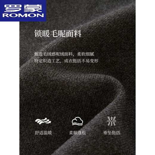 ROMON gray woolen shorts for women autumn and winter 2025 new high-end casual straight pants suit woolen five-quarter pants dark gray L