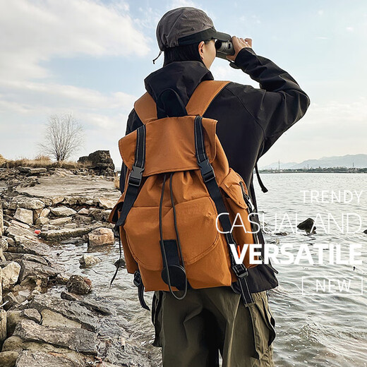 Ershanji Large Capacity Sports Travel Backpack Men's and Women's Waterproof Nylon Camping Hiking Backpack Multifunctional Outdoor Mountaineering Bag Outdoor Hiking Bag Brown-Large