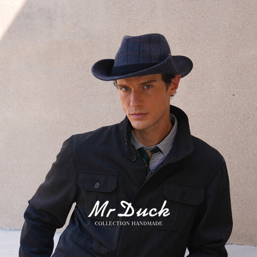 Mr DUCK Autumn and Winter American Western Cowboy Hat Men's and Women's High-end Wool Wool Outdoor Hiking Hat Hiking Warm Sun Hat Danish Brown Gray (Wool Wool) L Suitable for 58-61cm head circumference